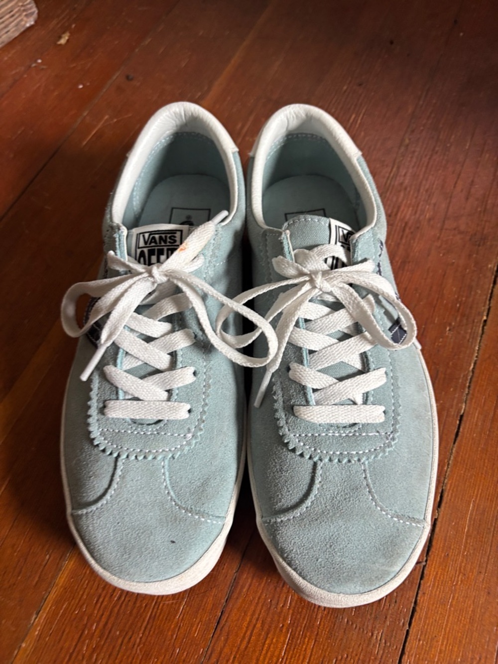 Vans Light Blue Suede Low-Top Sneakers with White Laces